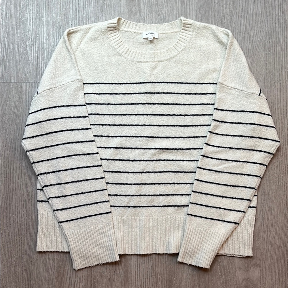 Striped Cream and Black Sweater